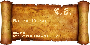 Mahrer Bence névjegykártya